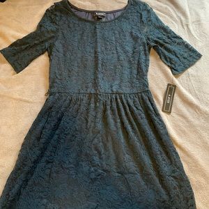 Dark Teal, Lace Floral Dress
